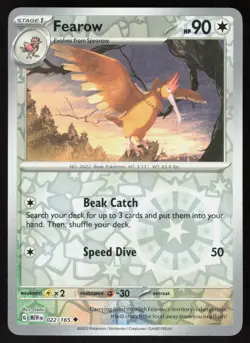 Fearow 022/165 Uncommon 151 Pokemon Reverse Holo Near Mint - Image 1