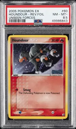 2005 POKEMON EX UNSEEN FORCES #60 HOUNDOUR-REVERSE FOIL PSA 8.5 - Image 1