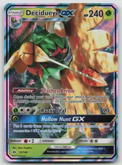 Decidueye GX 12/149 SM Base Set Pokemon Holo LP Ultra Rare - Image 1