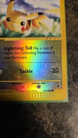 Pokemon Pikachu TCG Reverse Holo Card #124/165 Expedition E Series LP-MP - Image 5