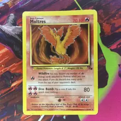 Pokemon Moltres Fossil Rare Regular 27/62 70 HP Dive Bomb Unlimited Card - Image 1