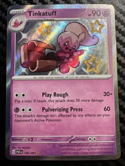 Tinkatuff Pokemon Paldean Fates 166/091 Shiny Holo Rare NM - Image 1