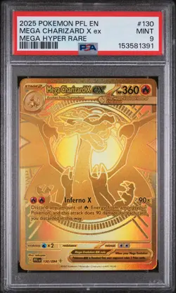 2025 Pokemon Phantasmal Flames Mega Charizard X Ex #130 PSA 9 Mega Hyper Rare - Image 1