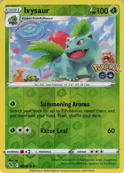 Ivysaur Reverse Holo Uncommon Pokemon GO 002/078 NM - Image 1