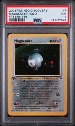 2001 POKEMON NEO DISCOVERY 1ST EDITION #7 MAGNEMITE-HOLO PSA 7 - Image 1