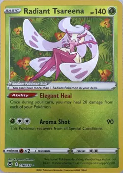 Radiant Tsareena 016/195 Radiant Rare Silver Tempest Pokemon Near Mint - Image 1