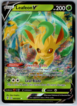 Pokemon Leafeon V Ultra Rare SWSH Evolving Skies 007/203 NM - Image 1