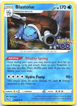 Blastoise 017/078 Holo Rare Pokemon GO Pokemon Holo Lightly Played - Image 1