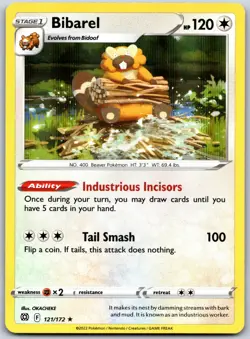 Bibarel 121/172 Holo Rare Brilliant Stars Pokemon Reverse Holo Near Mint - Image 1