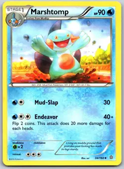 Marshtomp 34/160 Uncommon Primal Clash Pokemon Near Mint - Image 1