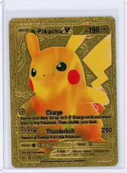Pokemon Gold Foil Fan Art Card PIKACHU V 190HP 170/185 - Image 1