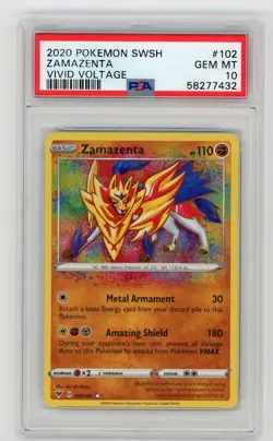 Pokemon Card Zamazenta 102/185 Holo Amazing Rare Vivid Voltage PSA 10 GEM MINT - Image 1