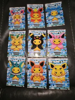 GOLD Star Poncho Eevee PIKACHU Set Pokemon Attack 2 Card Database Cards 9 Lot - Image 3