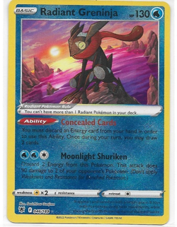 Pokemon TCG Radiant Greninja Astral Radiance Holo Card 046/189 - Image 1
