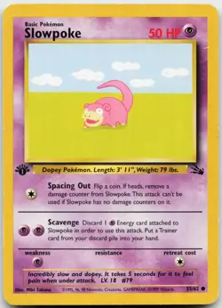 Slowpoke 55/62 Common Fossil Pokemon 1st Edition Moderately Played - Image 1