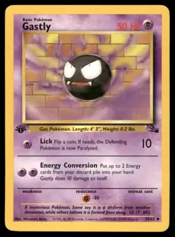 Gastly 33/62 Uncommon Fossil Pokemon 1st Edition Moderately Played - Image 1