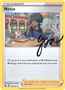 Nessa 136/159 Holo Rare Crown Zenith Pokemon Reverse Holo NM/M - Image 4