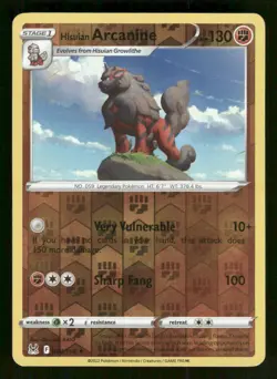 Hisuian Arcanine 084/196 Holo Rare Lost Origin Pokemon Reverse Holo NM/M - Image 1