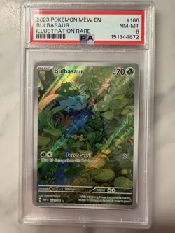 Pokemon Bulbasaur Illustration Rare Holo 151 166/165 PSA 8 2023 - Image 1