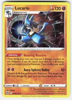 LUCARIO 079/172 HOLO RARE BRILLIANT STARS POKEMON HOLO NM/M - Image 1