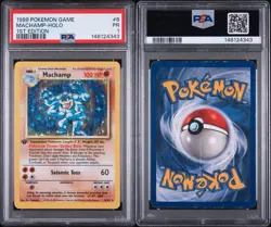 1999 Pokemon Base Set 1st Edition Holo Machamp #8 PSA 1 PR - Image 1