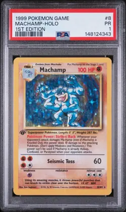 1999 Pokemon Base Set 1st Edition Holo Machamp #8 PSA 1 PR - Image 2