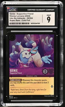 Disney Lorcana GRADED Genie Supportive Friend 38/204 Into Inklands SR 9 CGC - Image 1