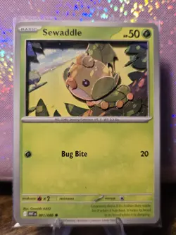 Sewaddle 001/086 3D Handmade Pokemon Card Art Sv: White Flare Regular - Image 3
