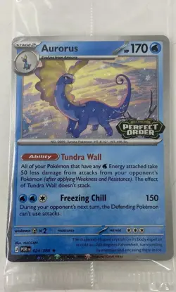 Aurorus Promo Card Cosmo Holo Pokemon Perfect Order Stamped 024/088 Barnes Noble - Image 1