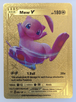 Pokemon Mew V 180hp Gold Foil Fan Art Collector Card TCG - Image 1