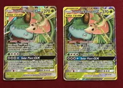 2019 Pokemon Venusaur & Snivy GX, 1/236, Sun & Moon, Cosmic Eclipse, 2 Cards - Image 1
