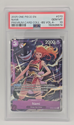 One Piece 2025 Nami Op09-070 Premium Card Collection Vol 4 (Gengar Nami) PSA 10 - Image 1