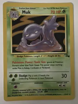 Muk Fossil 13/62 - Unlimited Holo Rare Card - Pokemon Card TCG - NM/LP - Image 1