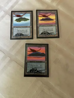 MTG Magic Island Set x3 Signed Painted Bird Artist Proof Beta LEB CE Mark Poole - Image 1