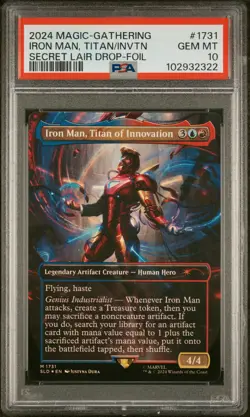 2024 MTG SECRET LAIR DROP FOIL #1731 IRON MAN, TITAN OF INNOVATION PSA 10 - Image 1