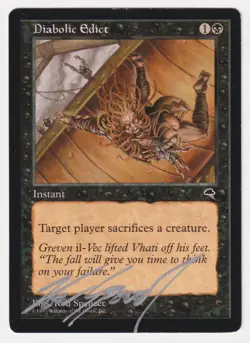 Silver Signed Diabolic Edict HP Tempest Artist Ron Spencer 1997 WOTC MTG Magic! - Image 1