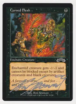 Silver Signed Cursed Flesh HP Exodus Artist Ron Spencer 1998 MTG Magic Vintage! - Image 1