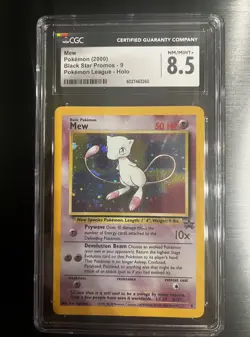 2000 Pokemon Black Star Promo Mew #9 CGC 8.5 NM/Mint+ – w/Foot Swirl - Image 1