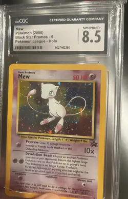 2000 Pokemon Black Star Promo Mew #9 CGC 8.5 NM/Mint+ – w/Foot Swirl - Image 3