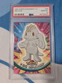 1999 Pokemon Topps Machop Blue Logo PSA 10 - Image 1