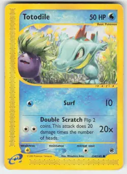 Totodile 134/165 Common Expedition Base Set Pokemon Moderately Played - Image 1