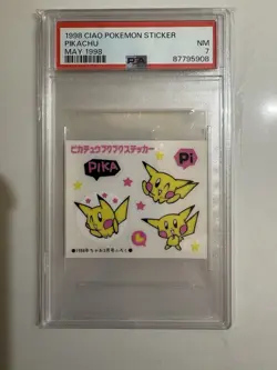 PSA 7 Pikachu 1998 Ciao Pokemon Japanese Magazine Sticker Sheet Promo Vintage - Image 1