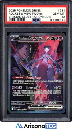 Pokemon 2025 Team Rocket's Mewtwo ex 231/182 SIR Destined Rivals GEM MINT PSA 10 - Image 1