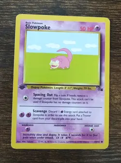 Pokemon Fossil 1st Edition Slowpoke 55/62 Non Holo MP - Image 1