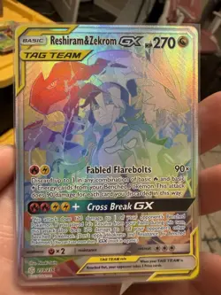 The Pokemon Company Reshiram & Zekrom GX 259/236 Sm-Cosmic Eclipse Rainbow Rare… - Image 1