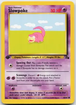 Slowpoke 55/62 Common Fossil Pokemon 1st Edition Moderately Played - Image 1