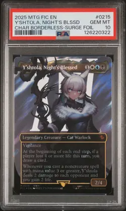 2025 MTG FINAL FANTASY COMMANDER SURGE FOIL #0215 Y'SHTOLA NIGHTS BLESSED PSA 10 - Image 1