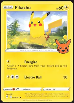 Pikachu 049/203 Promo Trick or Trade BOOster Pokemon Near Mint - Image 1