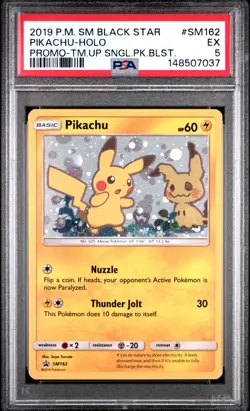 2019 Pokemon Pikachu Holo SM162 PSA 5 EX Black Star Promo Mimikyu Team Up - Image 2
