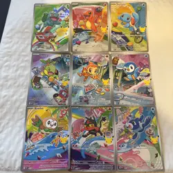 PSA 10 CONTENDERS! Pokemon First Partner Illustration Series Complete Set 9 NM - Image 1